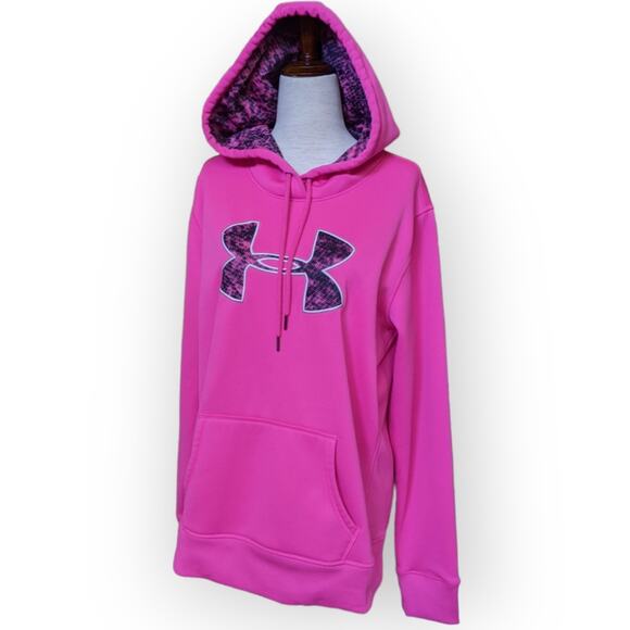 Under Armour Logo Hoodie Women's Pullover Cold Gear Size Large - Picture 2 of 7